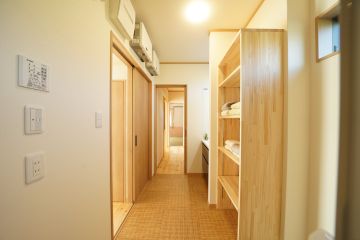 水回りを回遊動線にする事で家事の時短に