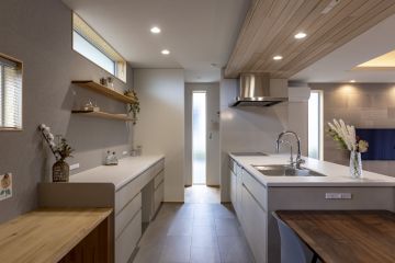 キッチン：タカラスタンダード オフェリア(扉：JCU1023BC ワークトップ：ソリッドホワイト)